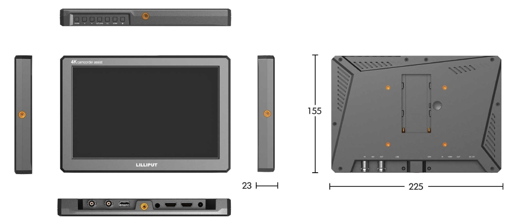 Lilliput A8s Monitor 8.9" Inch 4K 8bit 3G-SDI 3D HDMI Input 1920x1200 for Camera 